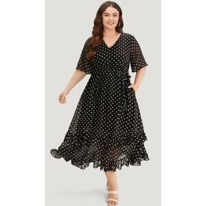 BloomChic Size 22-24 Black and White Polka Dot Maxi Dress with Pockets